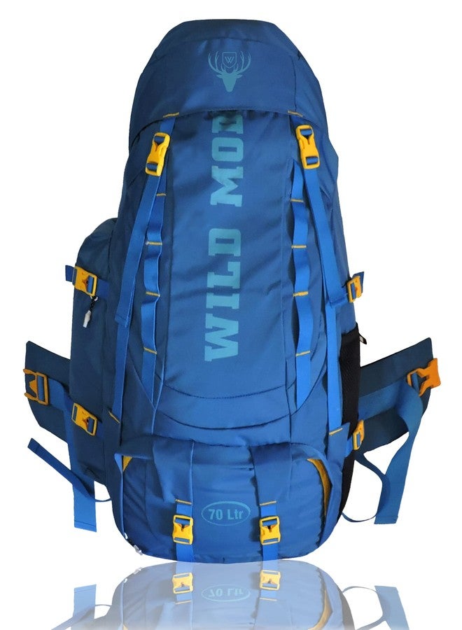 WILD MODA 70 LT WATERPROOF HIKING AND TREKKING BAG WITH LAPTOP COMPARTMENT (Blue & Black) - Image 1